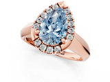 Rose gold Fancy Blue Pear  Cut Halo Solitaire Engagement Ring with Square Band and Four-Prong Setting_114