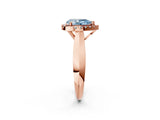 Rose gold Fancy Blue Pear  Cut Halo Solitaire Engagement Ring with Square Band and Four-Prong Setting_115