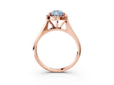 Rose gold Fancy Blue Pear  Cut Halo Solitaire Engagement Ring with Square Band and Four-Prong Setting_116