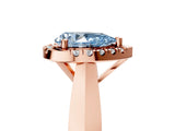 Rose gold Fancy Blue Pear  Cut Halo Solitaire Engagement Ring with Square Band and Four-Prong Setting_118