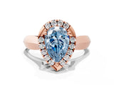 Rose gold Fancy Blue Pear  Cut Halo Solitaire Engagement Ring with Square Band and Four-Prong Setting_66