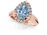 Rose gold Fancy Blue Pear  Cut Halo Solitaire Engagement Ring with Square Band and Four-Prong Setting_67