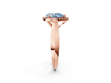 Rose gold Fancy Blue Pear  Cut Halo Solitaire Engagement Ring with Square Band and Four-Prong Setting_68