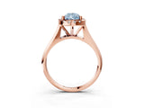 Rose gold Fancy Blue Pear  Cut Halo Solitaire Engagement Ring with Square Band and Four-Prong Setting_69