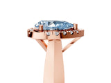 Rose gold Fancy Blue Pear  Cut Halo Solitaire Engagement Ring with Square Band and Four-Prong Setting_71