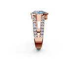 Rose gold Fancy Blue Pear  Cut Halo Split Shank Diamond Ring with Four-Prong Setting_47