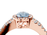 Rose gold Fancy Blue Pear  Cut Halo Split Shank Diamond Ring with Four-Prong Setting_49