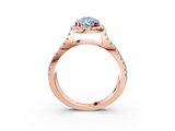 Rose gold Fancy Blue Pear  Cut Halo Split Shank Pave Set Ring_65