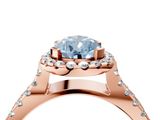 Rose gold Fancy Blue Pear  Cut Halo Split Shank Pave Set Ring_66