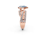 Rose gold Fancy Blue Pear  Cut Halo Split Shank Prong Setting Ring_14