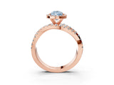 Rose gold Fancy Blue Pear  Cut Halo Split Shank Prong Setting Ring_15