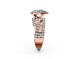 Rose gold Fancy Blue Pear  Cut Halo Split Shank Prong Setting Ring_80
