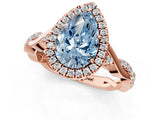 Rose gold Fancy Blue Pear Cut Halo Twist Band with Four-Prong Setting_13