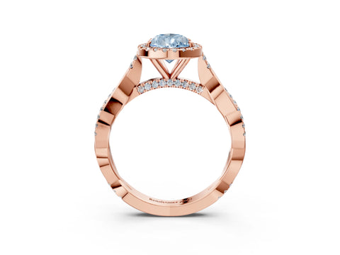 Rose gold Fancy Blue Pear Cut Halo Twist Band with Four-Prong Setting_15