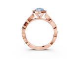 Rose gold Fancy Blue Pear  Cut Halo Twisted Band Four-Prong Ring_23