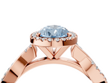 Rose gold Fancy Blue Pear  Cut Halo Twisted Band Four-Prong Ring_24