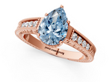 Rose gold Fancy Blue Pear  Cut Milgrain Channel Set Engagement Ring with Solitaire Prong Setting_82