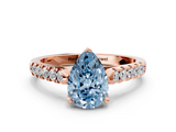 Rose gold Fancy Blue Pear  Cut Pavé Band Solitaire Ring with Four-Prong Setting_25