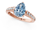 Rose gold Fancy Blue Pear  Cut Pavé Band Solitaire Ring with Four-Prong Setting_26