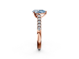 Rose gold Fancy Blue Pear  Cut Pavé Band Solitaire Ring with Four-Prong Setting_27