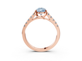 Rose gold Fancy Blue Pear  Cut Pavé Band Solitaire Ring with Four-Prong Setting_28