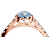 Rose gold Fancy Blue Pear  Cut Pavé Band Solitaire Ring with Four-Prong Setting_29