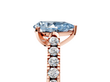 Rose gold Fancy Blue Pear  Cut Pavé Band Solitaire Ring with Four-Prong Setting_30