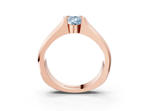 Rose gold Fancy Blue Pear Cut Solitaire Bezel Set Diamond Ring with Wide Band_3