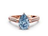 Rose gold Fancy Blue Pear Cut Solitaire Cathedral Diamond Engagement Ring with Channel-Set Band and Four-Prong Setting_3