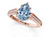 Rose gold Fancy Blue Pear Cut Solitaire Cathedral Diamond Engagement Ring with Channel-Set Band and Four-Prong Setting_4