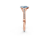 Rose gold Fancy Blue Pear Cut Solitaire Cathedral Diamond Engagement Ring with Channel-Set Band and Four-Prong Setting_5