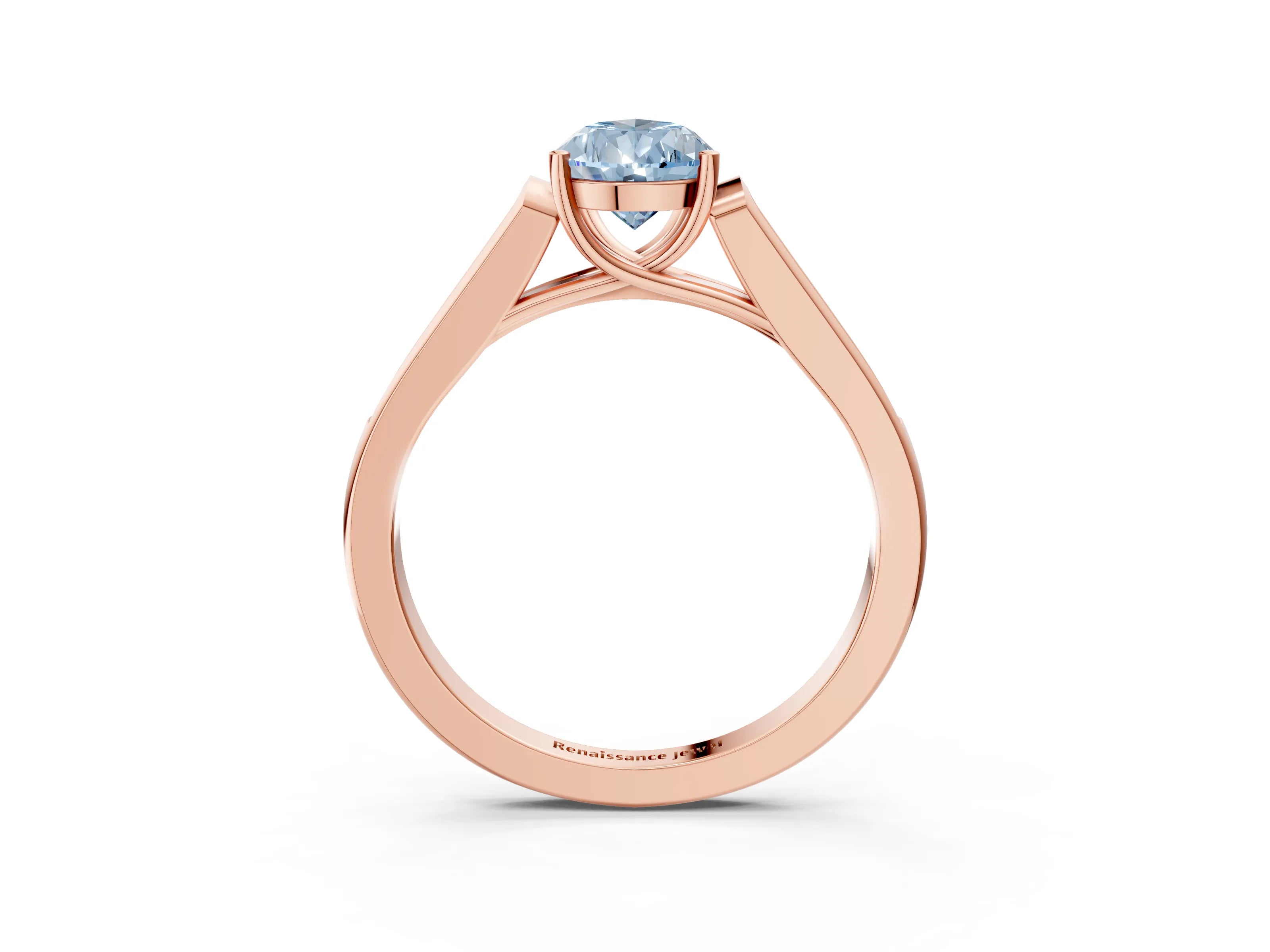 Rose gold Fancy Blue Pear Cut Solitaire Cathedral Diamond Engagement Ring with Channel-Set Band and Four-Prong Setting_6