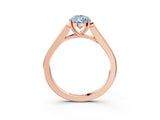 Rose gold Fancy Blue Pear Cut Solitaire Cathedral Diamond Engagement Ring with Channel-Set Band and Four-Prong Setting_6