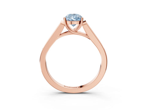 Rose gold Fancy Blue Pear Cut Solitaire Cathedral Diamond Engagement Ring with Channel-Set Band and Four-Prong Setting_6