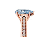 Rose gold Fancy Blue Pear Cut Solitaire Cathedral Diamond Engagement Ring with Channel-Set Band and Four-Prong Setting_8