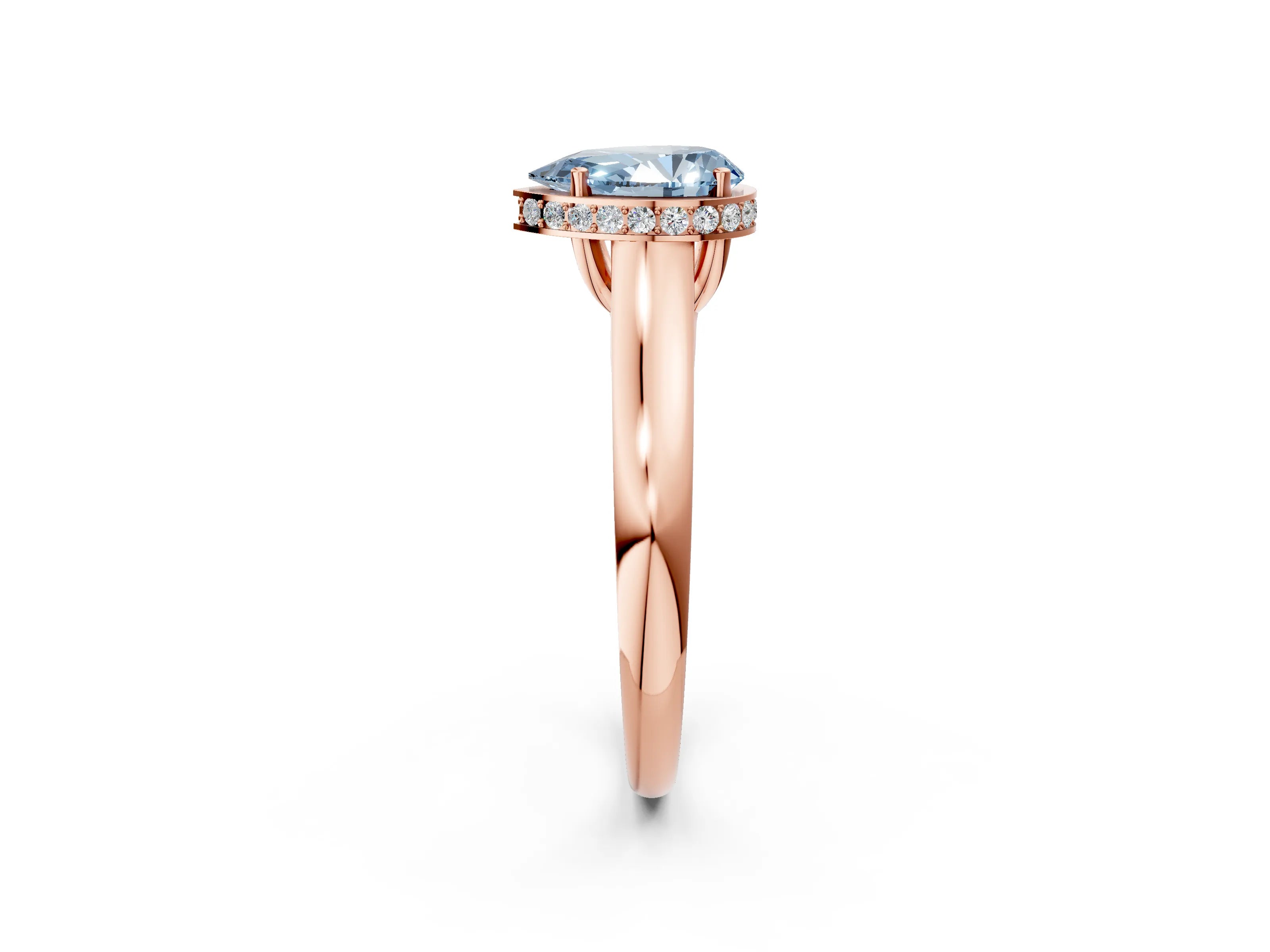 Rose gold Fancy Blue Pear Cut Solitaire Diamond Engagement Ring with Four-Prong Setting and Tapered Band_2