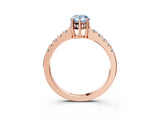 Rose gold Fancy Blue Pear Cut Solitaire Diamond Engagement Ring with Pavé Band and Six-Prong Setting_15