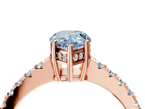 Rose gold Fancy Blue Pear Cut Solitaire Diamond Engagement Ring with Pavé Band and Six-Prong Setting_16