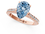 Rose gold Fancy Blue Pear  Cut Solitaire Diamond Engagement Ring with Pave Band and Four-Prong Setting_163