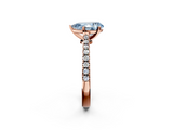 Rose gold Fancy Blue Pear  Cut Solitaire Diamond Engagement Ring with Pave Band and Four-Prong Setting_164