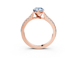 Rose gold Fancy Blue Pear  Cut Solitaire Diamond Engagement Ring with Pave Band and Four-Prong Setting_165