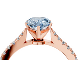 Rose gold Fancy Blue Pear  Cut Solitaire Diamond Engagement Ring with Pave Band and Four-Prong Setting_166