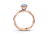 Rose gold Fancy Blue Pear Cut Solitaire Diamond Engagement Ring with Twisted Pave Band and Four-Prong Setting_6