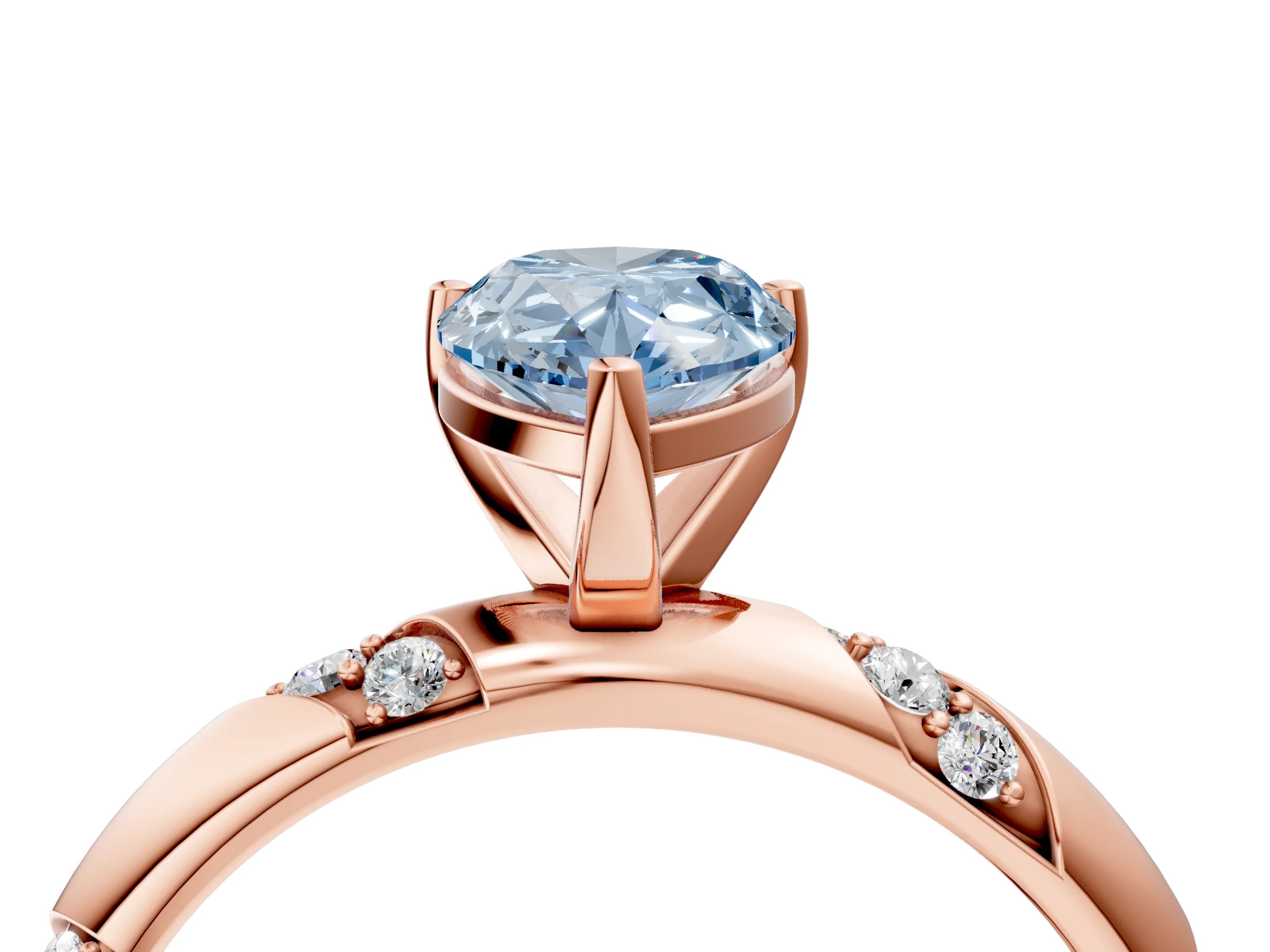 Rose gold Fancy Blue Pear Cut Solitaire Diamond Engagement Ring with Twisted Pave Band and Four-Prong Setting_7