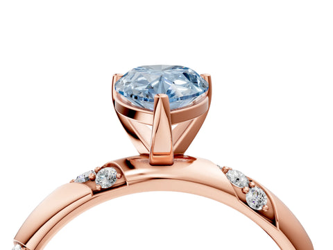 Rose gold Fancy Blue Pear Cut Solitaire Diamond Engagement Ring with Twisted Pave Band and Four-Prong Setting_7