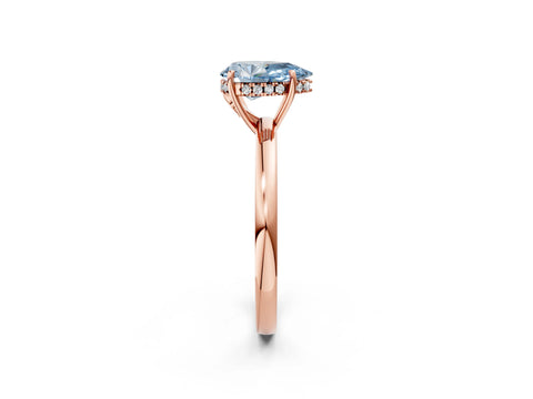Rose gold Fancy Blue Pear Cut Solitaire Diamond Ring with Prong Setting and Plain Band_2