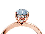 Rose gold Fancy Blue Pear Cut Solitaire Diamond Ring with Prong Setting and Plain Band_4