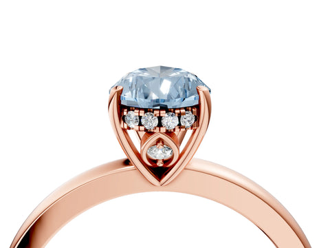 Rose gold Fancy Blue Pear Cut Solitaire Diamond Ring with Prong Setting and Plain Band_4