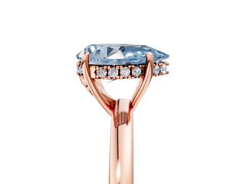 Rose gold Fancy Blue Pear Cut Solitaire Diamond Ring with Prong Setting and Plain Band_5