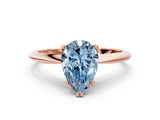 Rose gold Fancy Blue Pear Cut Solitaire Diamond Ring with Six-Prong Setting and Classic Band_12